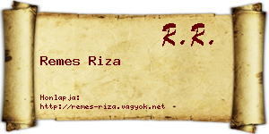 Remes Riza névjegykártya
